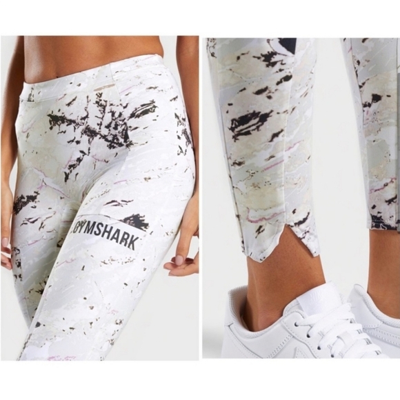 Gym Shark Ori Leggings - Marble Print Sz: XL - Picture 4 of 16
